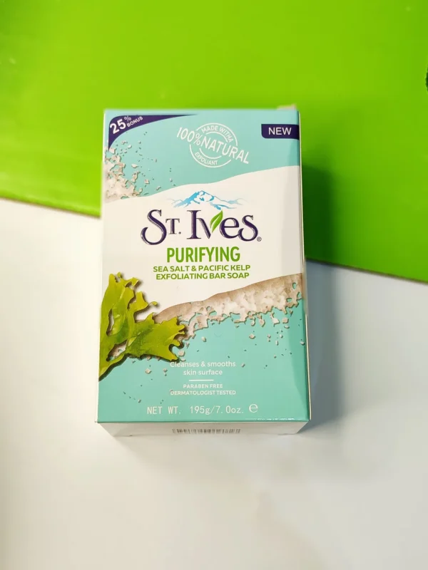 St. Ives Purifying Exfoliating Bar Soap – Sea Salt & Pacific Kelp (Pack of 4 Bar)