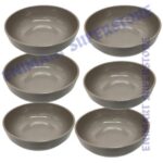 6-Piece Grey Stoneware Bowl Set