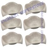 6-Piece White Marble-Effect Wavy Ceramic Bowl Set