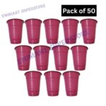 50x Disposable Plastic Party Cups – 12oz – Red