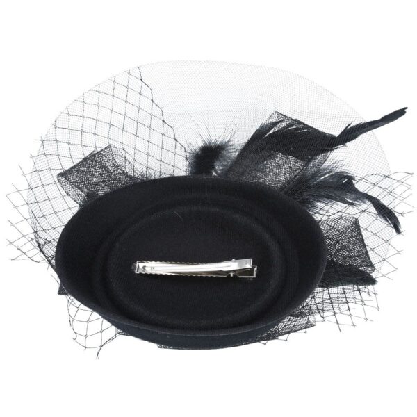 Vintage Fascinator With Elegant Feather – Black – One Size - Image 2
