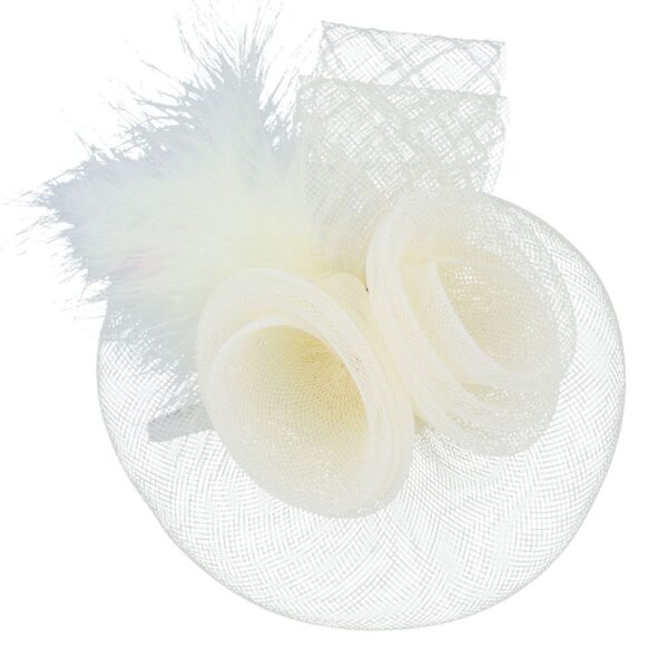 Vintage Fascinator With Elegant Feather – Beige – One Size - Image 8