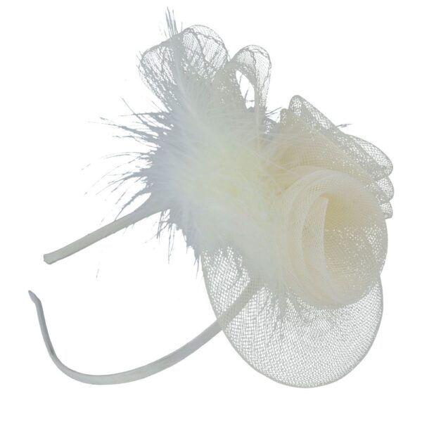 Vintage Fascinator With Elegant Feather – Beige – One Size - Image 7