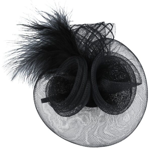 Vintage Fascinator With Elegant Feather – Beige – One Size - Image 4