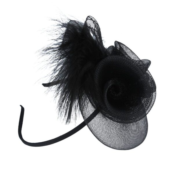 Vintage Fascinator With Elegant Feather – Beige – One Size - Image 5