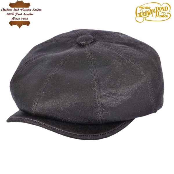 Gladwinbond Sheepskin Newsboy Leather Cap – Black In Stock | SKU: DL1220 Size: XX Large (62cm) - Image 3