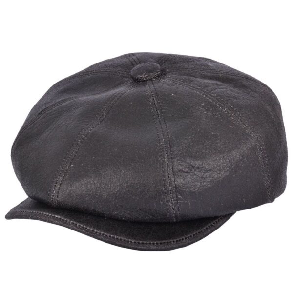 Gladwinbond Sheepskin Newsboy Leather Cap – Black In Stock | SKU: DL1220 Size: XX Large (62cm) - Image 2