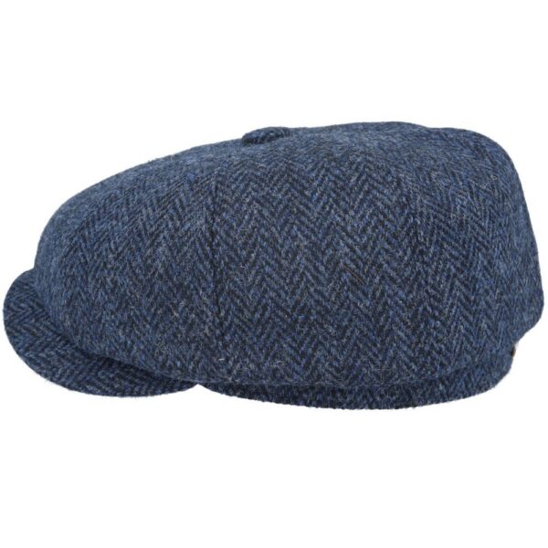 Gladwin Bond Harris Tweed Wool Herringbone Newsboy Cap – Navy - SKU: A-HN201NVY Size: Medium (57cm) - Image 2
