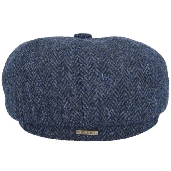 Gladwin Bond Harris Tweed Wool Herringbone Newsboy Cap – Navy - SKU: A-HN201NVY Size: Medium (57cm)