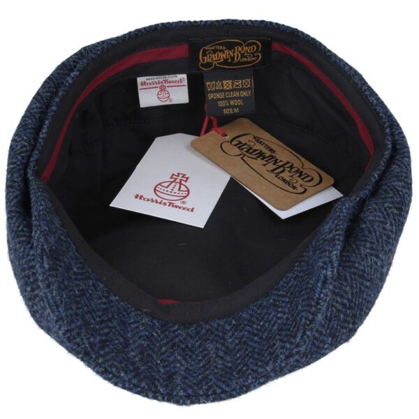 Gladwin Bond Harris Tweed Wool Herringbone Newsboy Cap – Navy - SKU: A-HN201NVY Size: Medium (57cm) - Image 4