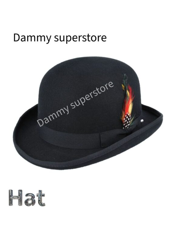 Classic Wool Felt Bowler Hat – Black | Size: 58cm (Medium)