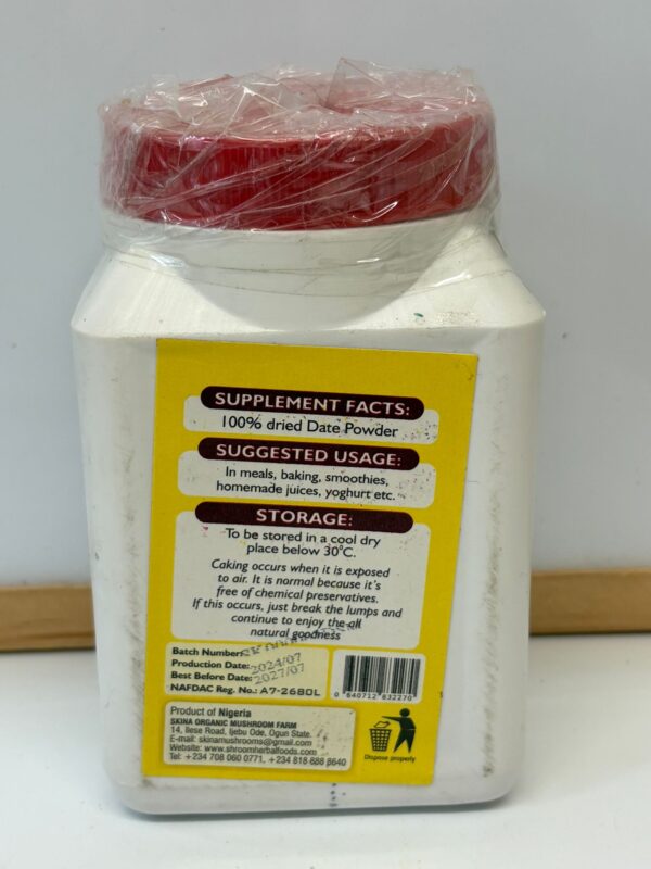 Shroom Organic Date Powder – Natural Sweetener – 350g - Item Code: SHRM-DP350 - Image 2