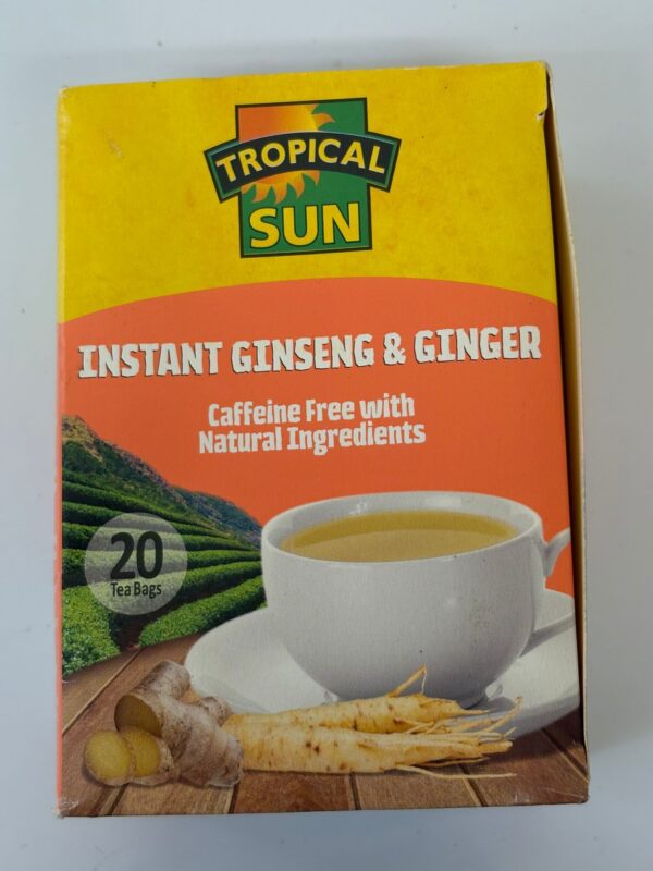 Tropical Sun Instant Ginseng & Ginger Tea – 20 Bags | Caffeine-Free | Natural Ingredients