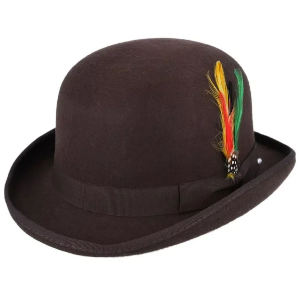 Classic Wool Bowler Hat - Brown - Medium: 57cm (7 1/4) - Image 4