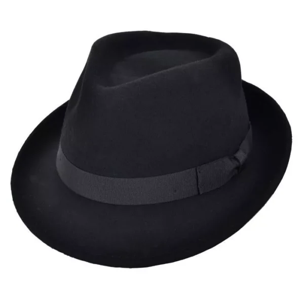 Crushable Wool Felt Trilby Hat - Black Medium (M): 56 - 57 cm (7 to 7 1/8) - Image 2