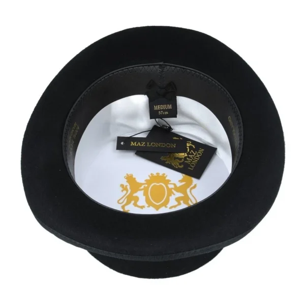 Gothic Steampunk Top Hat Black with Brown Leather Look Band – Size: 57cm (7 1/4) - Image 6
