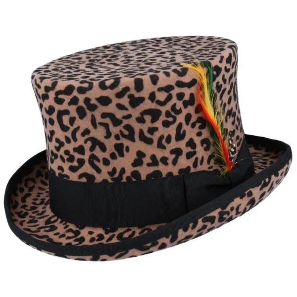 Maz Wool Felt Top Hat – Leopard Print – Size: Large 59cm (7 1/2) - Image 2