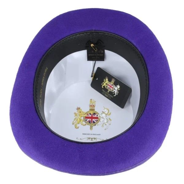 Maz Wool Felt Top Hat – Purple with Feather - Large 59cm (7 1/2) - Image 3