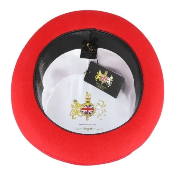 Maz Wool Felt Top Hat – Red with Removable Feather – Size: Large 59cm (7 1/2) - Image 3